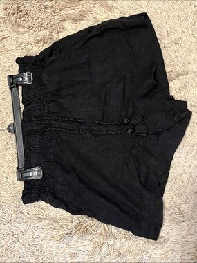 Abercrombie & Fitch Black Linen Like Elastic Waist Drawstring Shorts